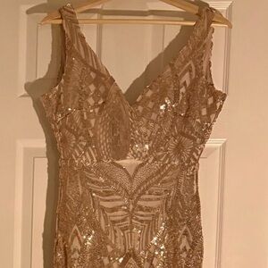 Fashion Nova Champagne Sequin Maxi Dress